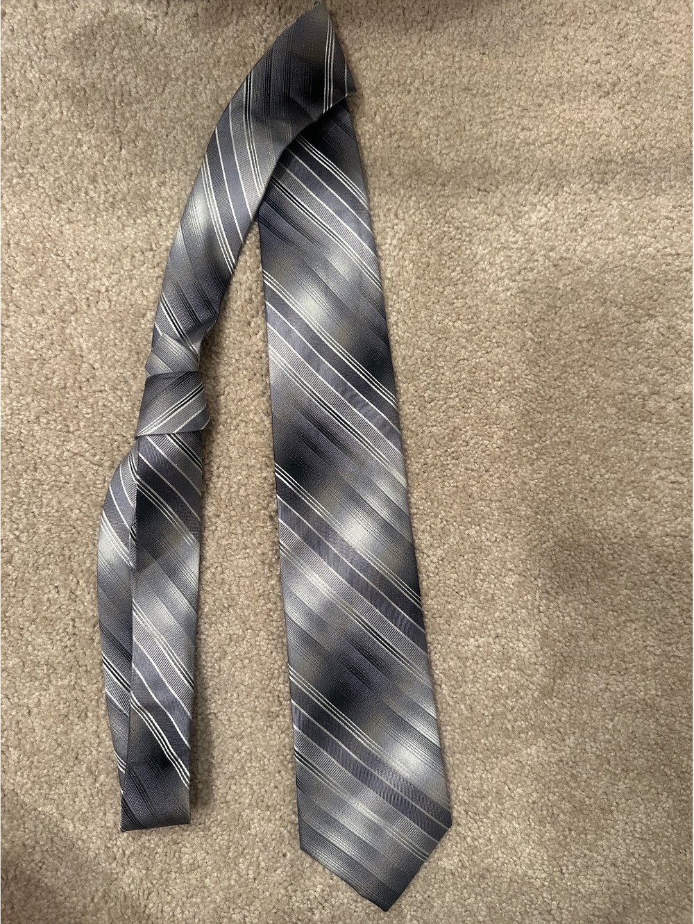 (3)Pierre Cardin Men's Gray and Black Striped Silk Tie